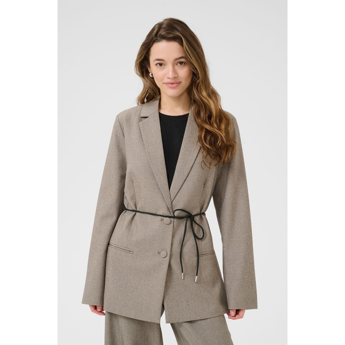 Freja™ | Elegant Feather Grey Blazer