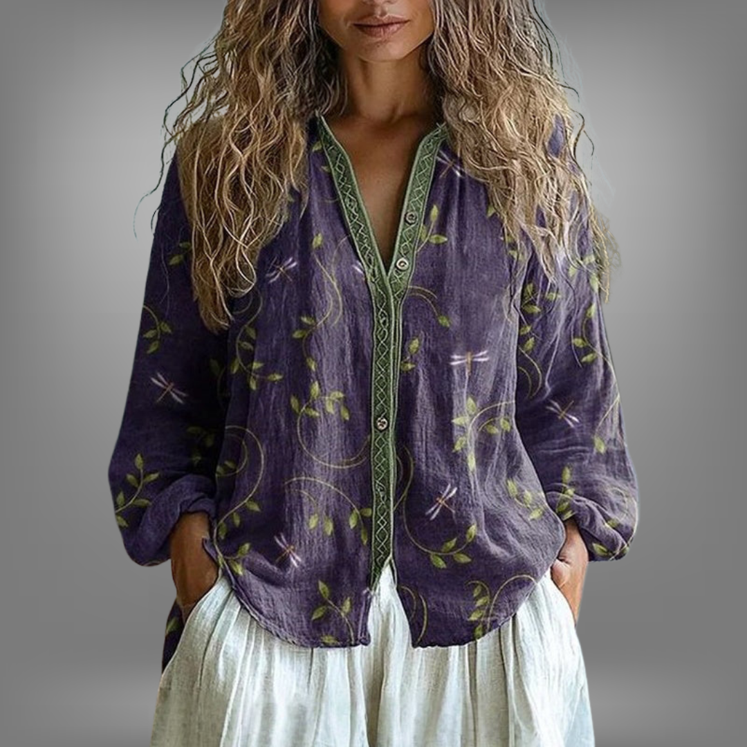Linde™ | Afslappet Bluse med Naturprint