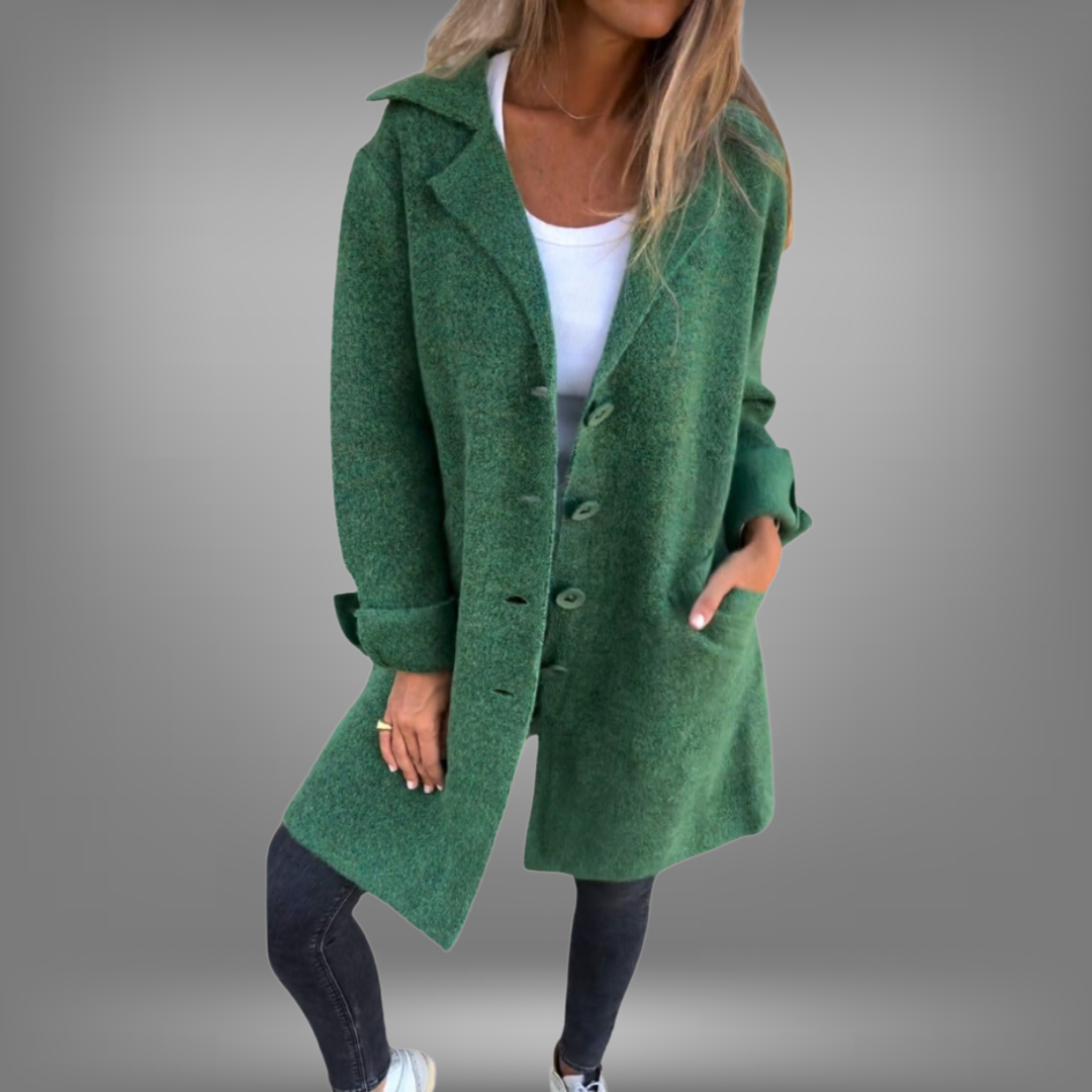 Linde™ | Dame Vinter Frakke med Knaplukning og Lommer