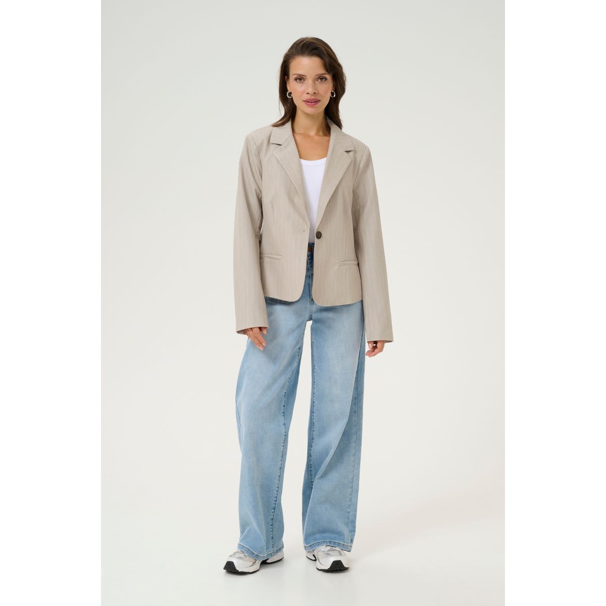 Clara™ | Klassisk Grå Pinstripe Blazer