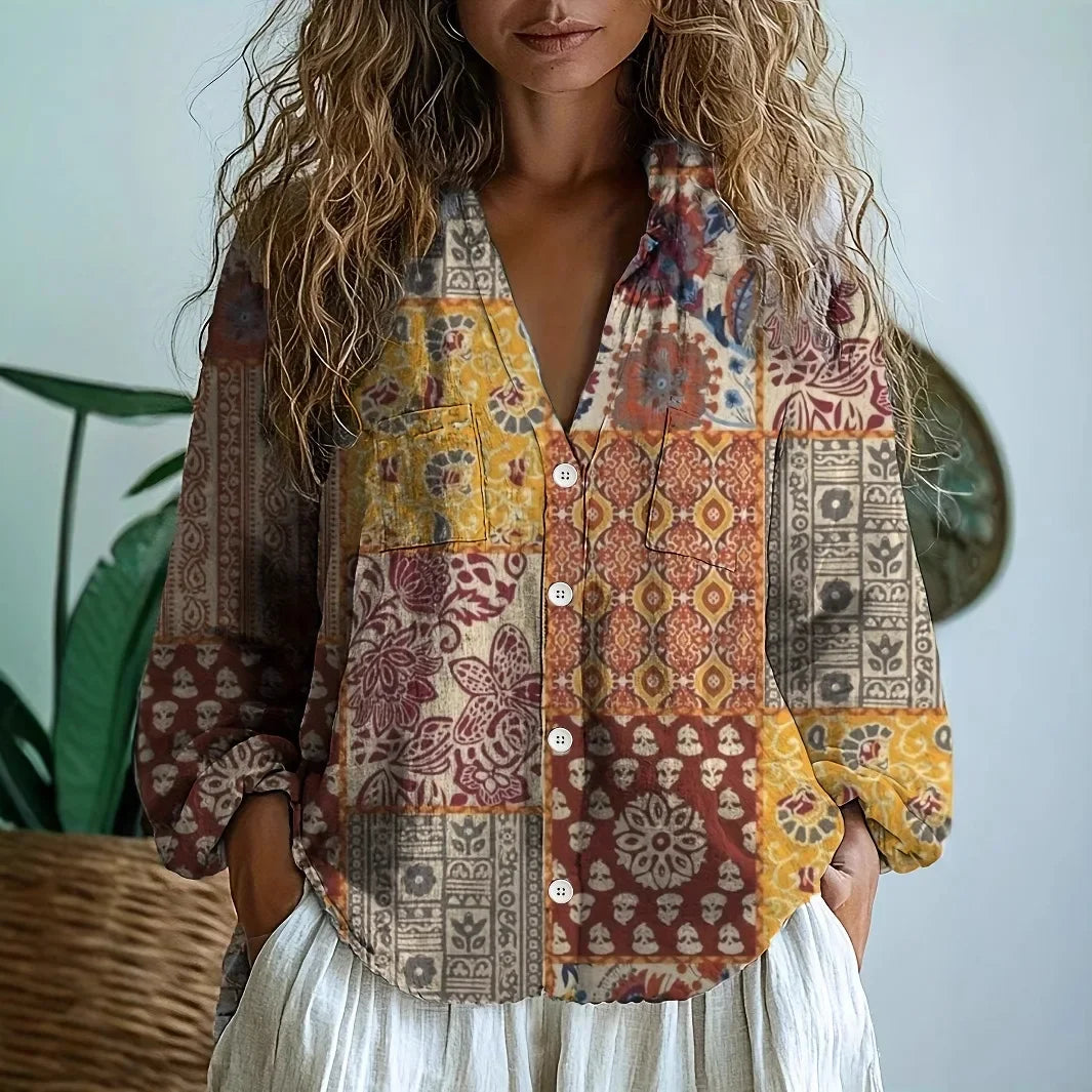 Linde™ | Afslappet Bluse med Naturprint