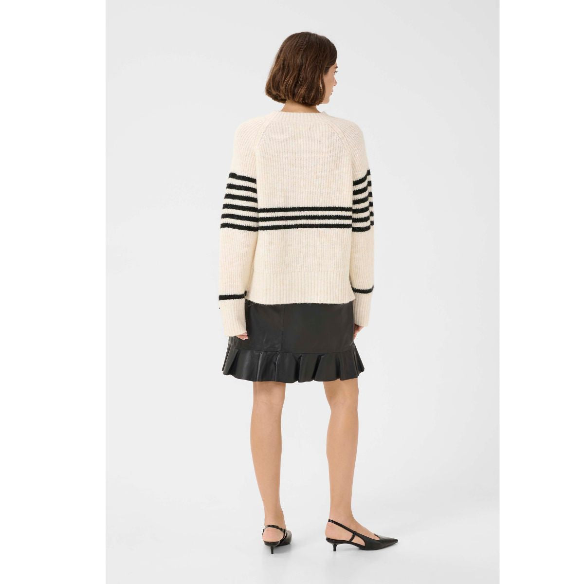 Nicky Stripe Pullover Offwhite/Sort