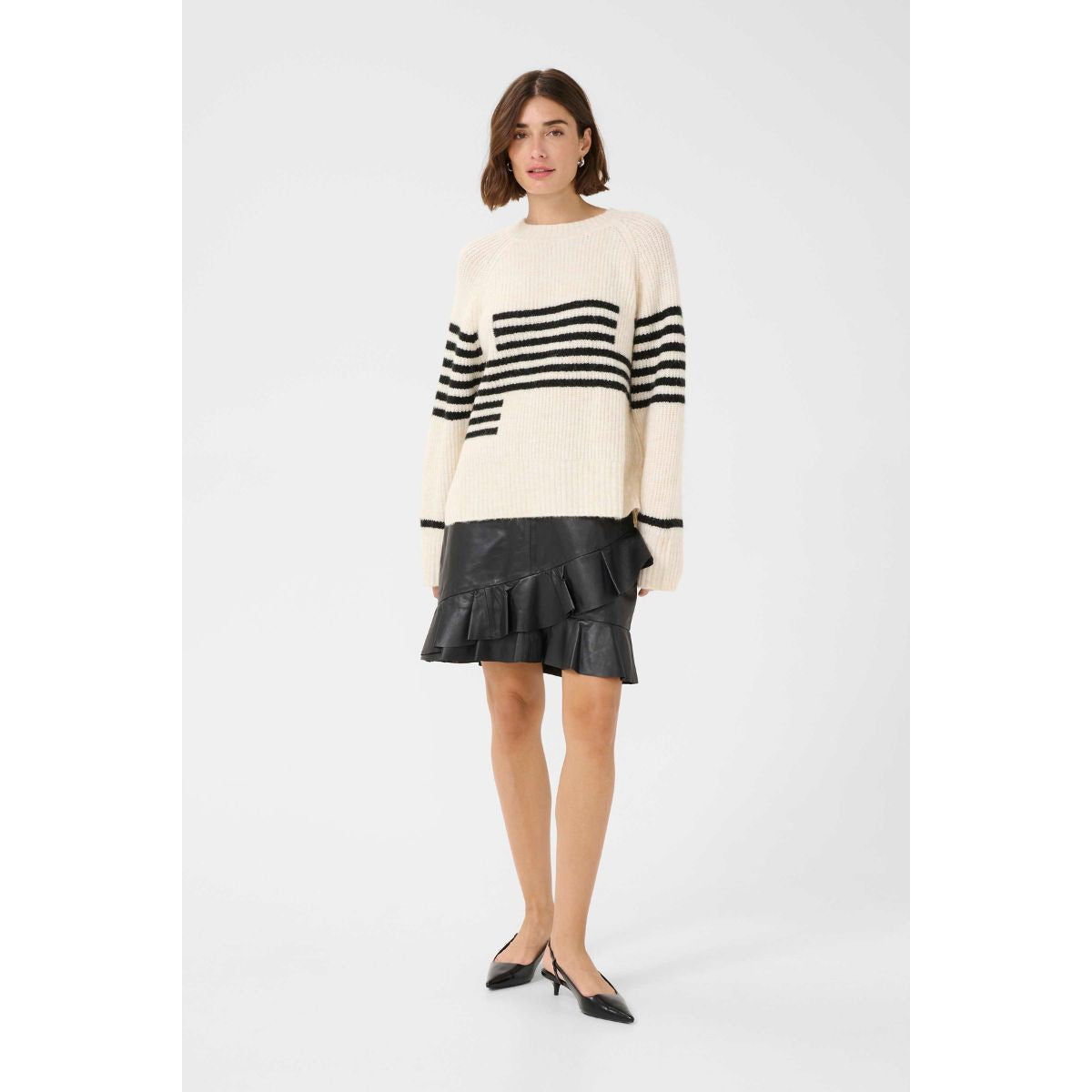 Nicky Stripe Pullover Offwhite/Sort